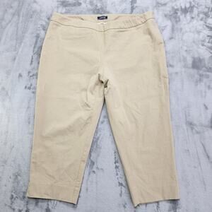 Lands End Pants Womens 22W Tan Khaki Mid Rise Slim Leg Crop Capri Stretch Office